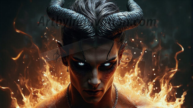 In a dark, ethereal realm, in the midst of the darkness, a figure emerges with an aura of power and magnetism. He is both horrific and strangely captivating, drawing the eye even as he repels the soul. His form is indistinct at first, a ripple in the oppressive blackness, you want to run but you become overwhelmed, drawn in to this creatures powers. Captative by both fear and beauty, you realize, he's a male succubus demon. Deep within the ruins of hell, with a sword in your hand, ready to battle, but unwilling or unable to do so. His skin, flickering fires, casting a dynamic glow across his glistening wet, shinny, body. The flames dance along his chiseled muscular torso and body, casting vibrant hues that seem to emanate from his very core. His eyes, have a piercing glow, locked in a gaze, his eyes, exudes confidence and authority. Unable to move, or unwilling to do so, drawn by his almost completely nude body and overwhelmed by his powers, you given to his will.