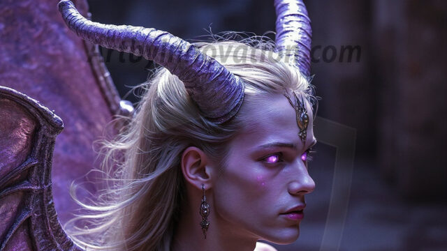 In a dark, ethereal realm, in the midst of the darkness, a figure emerges with an aura of power and magnetism. He is both horrific and strangely captivating, drawing the eye even as he repels the soul. His form is indistinct at first, a ripple in the oppressive blackness, you want to run but you become overwhelmed, drawn in to this creatures powers. Captative by both fear and beauty, you realize, he's a male succubus demon. Deep within the ruins of hell, with a sword in your hand, ready to battle, but unwilling or unable to do so. His skin, flickering fires, casting a dynamic glow across his glistening wet, shinny, body. The flames dance along his chiseled muscular torso and body, casting vibrant hues that seem to emanate from his very core. His eyes, have a piercing glow, locked in a gaze, his eyes, exudes confidence and authority. Unable to move, or unwilling to do so, drawn by his almost completely nude body and overwhelmed by his powers, you given to his will.