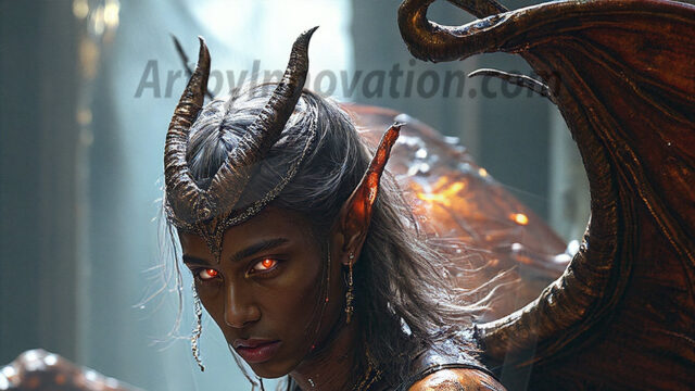 In a dark, ethereal realm, in the midst of the darkness, a figure emerges with an aura of power and magnetism. He is both horrific and strangely captivating, drawing the eye even as he repels the soul. His form is indistinct at first, a ripple in the oppressive blackness, you want to run but you become overwhelmed, drawn in to this creatures powers. Captative by both fear and beauty, you realize, he's a male succubus demon. Deep within the ruins of hell, with a sword in your hand, ready to battle, but unwilling or unable to do so. His skin, flickering fires, casting a dynamic glow across his glistening wet, shinny, body. The flames dance along his chiseled muscular torso and body, casting vibrant hues that seem to emanate from his very core. His eyes, have a piercing glow, locked in a gaze, his eyes, exudes confidence and authority. Unable to move, or unwilling to do so, drawn by his almost completely nude body and overwhelmed by his powers, you given to his will.