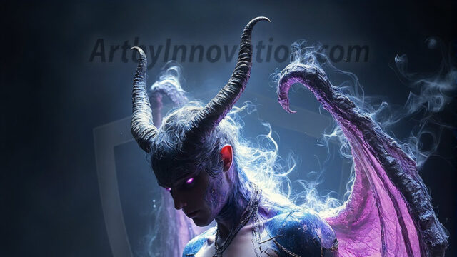 In a dark, ethereal realm, in the midst of the darkness, a figure emerges with an aura of power and magnetism. He is both horrific and strangely captivating, drawing the eye even as he repels the soul. His form is indistinct at first, a ripple in the oppressive blackness, you want to run but you become overwhelmed, drawn in to this creatures powers. Captative by both fear and beauty, you realize, he's a male succubus demon. Deep within the ruins of hell, with a sword in your hand, ready to battle, but unwilling or unable to do so. His skin, flickering fires, casting a dynamic glow across his glistening wet, shinny, body. The flames dance along his chiseled muscular torso and body, casting vibrant hues that seem to emanate from his very core. His eyes, have a piercing glow, locked in a gaze, his eyes, exudes confidence and authority. Unable to move, or unwilling to do so, drawn by his almost completely nude body and overwhelmed by his powers, you given to his will.