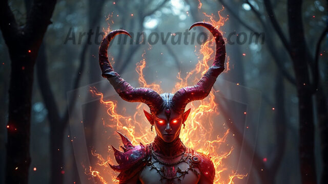 In a dark, ethereal realm, in the midst of the darkness, a figure emerges with an aura of power and magnetism. He is both horrific and strangely captivating, drawing the eye even as he repels the soul. His form is indistinct at first, a ripple in the oppressive blackness, you want to run but you become overwhelmed, drawn in to this creatures powers. Captative by both fear and beauty, you realize, he's a male succubus demon. Deep within the ruins of hell, with a sword in your hand, ready to battle, but unwilling or unable to do so. His skin, flickering fires, casting a dynamic glow across his glistening wet, shinny, body. The flames dance along his chiseled muscular torso and body, casting vibrant hues that seem to emanate from his very core. His eyes, have a piercing glow, locked in a gaze, his eyes, exudes confidence and authority. Unable to move, or unwilling to do so, drawn by his almost completely nude body and overwhelmed by his powers, you given to his will.