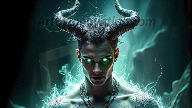 In a dark, ethereal realm, in the midst of the darkness, a figure emerges with an aura of power and magnetism. He is both horrific and strangely captivating, drawing the eye even as he repels the soul. His form is indistinct at first, a ripple in the oppressive blackness, you want to run but you become overwhelmed, drawn in to this creatures powers. Captative by both fear and beauty, you realize, he's a male succubus demon. Deep within the ruins of hell, with a sword in your hand, ready to battle, but unwilling or unable to do so. His skin, flickering fires, casting a dynamic glow across his glistening wet, shinny, body. The flames dance along his chiseled muscular torso and body, casting vibrant hues that seem to emanate from his very core. His eyes, have a piercing glow, locked in a gaze, his eyes, exudes confidence and authority. Unable to move, or unwilling to do so, drawn by his almost completely nude body and overwhelmed by his powers, you given to his will.