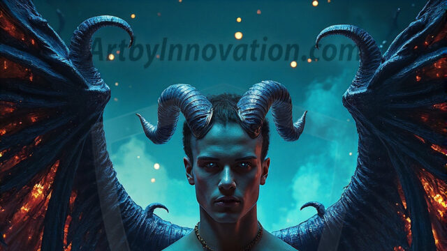 In a dark, ethereal realm, in the midst of the darkness, a figure emerges with an aura of power and magnetism. He is both horrific and strangely captivating, drawing the eye even as he repels the soul. His form is indistinct at first, a ripple in the oppressive blackness, you want to run but you become overwhelmed, drawn in to this creatures powers. Captative by both fear and beauty, you realize, he's a male succubus demon. Deep within the ruins of hell, with a sword in your hand, ready to battle, but unwilling or unable to do so. His skin, flickering fires, casting a dynamic glow across his glistening wet, shinny, body. The flames dance along his chiseled muscular torso and body, casting vibrant hues that seem to emanate from his very core. His eyes, have a piercing glow, locked in a gaze, his eyes, exudes confidence and authority. Unable to move, or unwilling to do so, drawn by his almost completely nude body and overwhelmed by his powers, you given to his will.