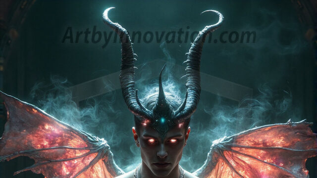 In a dark, ethereal realm, in the midst of the darkness, a figure emerges with an aura of power and magnetism. He is both horrific and strangely captivating, drawing the eye even as he repels the soul. His form is indistinct at first, a ripple in the oppressive blackness, you want to run but you become overwhelmed, drawn in to this creatures powers. Captative by both fear and beauty, you realize, he's a male succubus demon. Deep within the ruins of hell, with a sword in your hand, ready to battle, but unwilling or unable to do so. His skin, flickering fires, casting a dynamic glow across his glistening wet, shinny, body. The flames dance along his chiseled muscular torso and body, casting vibrant hues that seem to emanate from his very core. His eyes, have a piercing glow, locked in a gaze, his eyes, exudes confidence and authority. Unable to move, or unwilling to do so, drawn by his almost completely nude body and overwhelmed by his powers, you given to his will.