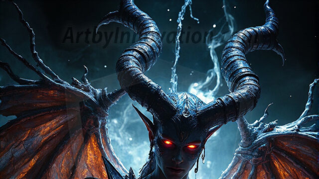 In a dark, ethereal realm, in the midst of the darkness, a figure emerges with an aura of power and magnetism. He is both horrific and strangely captivating, drawing the eye even as he repels the soul. His form is indistinct at first, a ripple in the oppressive blackness, you want to run but you become overwhelmed, drawn in to this creatures powers. Captative by both fear and beauty, you realize, he's a male succubus demon. Deep within the ruins of hell, with a sword in your hand, ready to battle, but unwilling or unable to do so. His skin, flickering fires, casting a dynamic glow across his glistening wet, shinny, body. The flames dance along his chiseled muscular torso and body, casting vibrant hues that seem to emanate from his very core. His eyes, have a piercing glow, locked in a gaze, his eyes, exudes confidence and authority. Unable to move, or unwilling to do so, drawn by his almost completely nude body and overwhelmed by his powers, you given to his will.