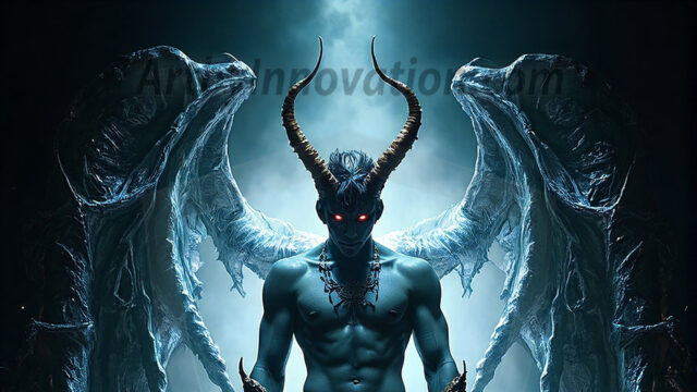 In a dark, ethereal realm, in the midst of the darkness, a figure emerges with an aura of power and magnetism. He is both horrific and strangely captivating, drawing the eye even as he repels the soul. His form is indistinct at first, a ripple in the oppressive blackness, you want to run but you become overwhelmed, drawn in to this creatures powers. Captative by both fear and beauty, you realize, he's a male succubus demon. Deep within the ruins of hell, with a sword in your hand, ready to battle, but unwilling or unable to do so. His skin, flickering fires, casting a dynamic glow across his glistening wet, shinny, body. The flames dance along his chiseled muscular torso and body, casting vibrant hues that seem to emanate from his very core. His eyes, have a piercing glow, locked in a gaze, his eyes, exudes confidence and authority. Unable to move, or unwilling to do so, drawn by his almost completely nude body and overwhelmed by his powers, you given to his will.