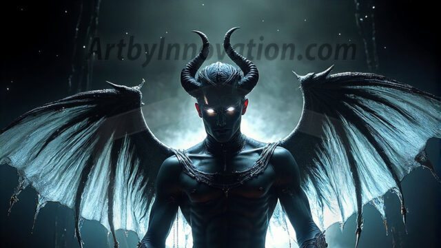 In a dark, ethereal realm, in the midst of the darkness, a figure emerges with an aura of power and magnetism. He is both horrific and strangely captivating, drawing the eye even as he repels the soul. His form is indistinct at first, a ripple in the oppressive blackness, you want to run but you become overwhelmed, drawn in to this creatures powers. Captative by both fear and beauty, you realize, he's a male succubus demon. Deep within the ruins of hell, with a sword in your hand, ready to battle, but unwilling or unable to do so. His skin, flickering fires, casting a dynamic glow across his glistening wet, shinny, body. The flames dance along his chiseled muscular torso and body, casting vibrant hues that seem to emanate from his very core. His eyes, have a piercing glow, locked in a gaze, his eyes, exudes confidence and authority. Unable to move, or unwilling to do so, drawn by his almost completely nude body and overwhelmed by his powers, you given to his will.