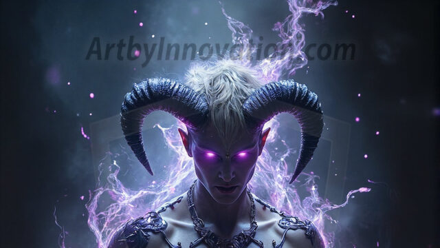 In a dark, ethereal realm, in the midst of the darkness, a figure emerges with an aura of power and magnetism. He is both horrific and strangely captivating, drawing the eye even as he repels the soul. His form is indistinct at first, a ripple in the oppressive blackness, you want to run but you become overwhelmed, drawn in to this creatures powers. Captative by both fear and beauty, you realize, he's a male succubus demon. Deep within the ruins of hell, with a sword in your hand, ready to battle, but unwilling or unable to do so. His skin, flickering fires, casting a dynamic glow across his glistening wet, shinny, body. The flames dance along his chiseled muscular torso and body, casting vibrant hues that seem to emanate from his very core. His eyes, have a piercing glow, locked in a gaze, his eyes, exudes confidence and authority. Unable to move, or unwilling to do so, drawn by his almost completely nude body and overwhelmed by his powers, you given to his will.