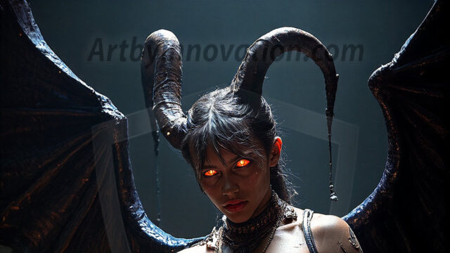 In a dark, ethereal realm, in the midst of the darkness, a figure emerges with an aura of power and magnetism. He is both horrific and strangely captivating, drawing the eye even as he repels the soul. His form is indistinct at first, a ripple in the oppressive blackness, you want to run but you become overwhelmed, drawn in to this creatures powers. Captative by both fear and beauty, you realize, he's a male succubus demon. Deep within the ruins of hell, with a sword in your hand, ready to battle, but unwilling or unable to do so. His skin, flickering fires, casting a dynamic glow across his glistening wet, shinny, body. The flames dance along his chiseled muscular torso and body, casting vibrant hues that seem to emanate from his very core. His eyes, have a piercing glow, locked in a gaze, his eyes, exudes confidence and authority. Unable to move, or unwilling to do so, drawn by his almost completely nude body and overwhelmed by his powers, you given to his will.