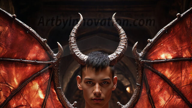 In a dark, ethereal realm, in the midst of the darkness, a figure emerges with an aura of power and magnetism. He is both horrific and strangely captivating, drawing the eye even as he repels the soul. His form is indistinct at first, a ripple in the oppressive blackness, you want to run but you become overwhelmed, drawn in to this creatures powers. Captative by both fear and beauty, you realize, he's a male succubus demon. Deep within the ruins of hell, with a sword in your hand, ready to battle, but unwilling or unable to do so. His skin, flickering fires, casting a dynamic glow across his glistening wet, shinny, body. The flames dance along his chiseled muscular torso and body, casting vibrant hues that seem to emanate from his very core. His eyes, have a piercing glow, locked in a gaze, his eyes, exudes confidence and authority. Unable to move, or unwilling to do so, drawn by his almost completely nude body and overwhelmed by his powers, you given to his will.