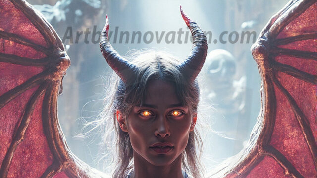 In a dark, ethereal realm, in the midst of the darkness, a figure emerges with an aura of power and magnetism. He is both horrific and strangely captivating, drawing the eye even as he repels the soul. His form is indistinct at first, a ripple in the oppressive blackness, you want to run but you become overwhelmed, drawn in to this creatures powers. Captative by both fear and beauty, you realize, he's a male succubus demon. Deep within the ruins of hell, with a sword in your hand, ready to battle, but unwilling or unable to do so. His skin, flickering fires, casting a dynamic glow across his glistening wet, shinny, body. The flames dance along his chiseled muscular torso and body, casting vibrant hues that seem to emanate from his very core. His eyes, have a piercing glow, locked in a gaze, his eyes, exudes confidence and authority. Unable to move, or unwilling to do so, drawn by his almost completely nude body and overwhelmed by his powers, you given to his will.