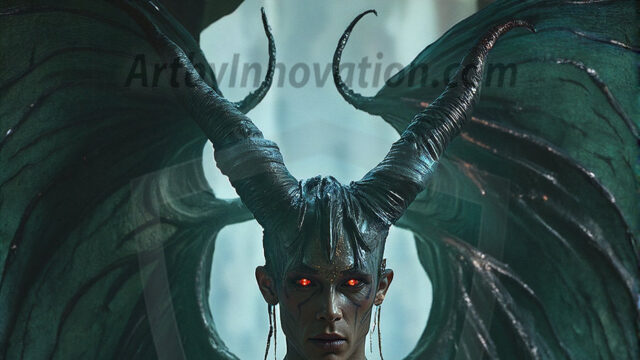 In a dark, ethereal realm, in the midst of the darkness, a figure emerges with an aura of power and magnetism. He is both horrific and strangely captivating, drawing the eye even as he repels the soul. His form is indistinct at first, a ripple in the oppressive blackness, you want to run but you become overwhelmed, drawn in to this creatures powers. Captative by both fear and beauty, you realize, he's a male succubus demon. Deep within the ruins of hell, with a sword in your hand, ready to battle, but unwilling or unable to do so. His skin, flickering fires, casting a dynamic glow across his glistening wet, shinny, body. The flames dance along his chiseled muscular torso and body, casting vibrant hues that seem to emanate from his very core. His eyes, have a piercing glow, locked in a gaze, his eyes, exudes confidence and authority. Unable to move, or unwilling to do so, drawn by his almost completely nude body and overwhelmed by his powers, you given to his will.