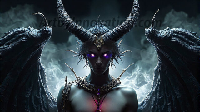 In a dark, ethereal realm, in the midst of the darkness, a figure emerges with an aura of power and magnetism. He is both horrific and strangely captivating, drawing the eye even as he repels the soul. His form is indistinct at first, a ripple in the oppressive blackness, you want to run but you become overwhelmed, drawn in to this creatures powers. Captative by both fear and beauty, you realize, he's a male succubus demon. Deep within the ruins of hell, with a sword in your hand, ready to battle, but unwilling or unable to do so. His skin, flickering fires, casting a dynamic glow across his glistening wet, shinny, body. The flames dance along his chiseled muscular torso and body, casting vibrant hues that seem to emanate from his very core. His eyes, have a piercing glow, locked in a gaze, his eyes, exudes confidence and authority. Unable to move, or unwilling to do so, drawn by his almost completely nude body and overwhelmed by his powers, you given to his will.