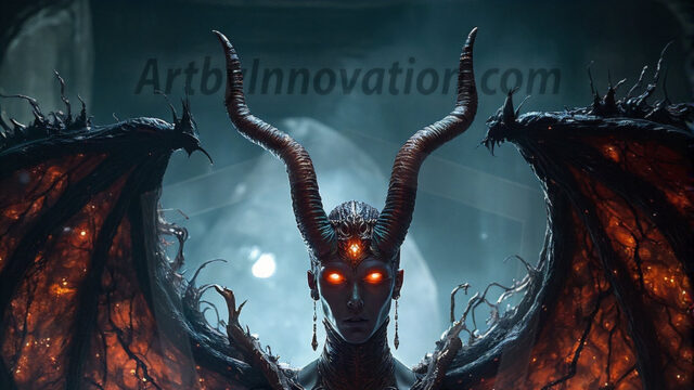 In a dark, ethereal realm, in the midst of the darkness, a figure emerges with an aura of power and magnetism. He is both horrific and strangely captivating, drawing the eye even as he repels the soul. His form is indistinct at first, a ripple in the oppressive blackness, you want to run but you become overwhelmed, drawn in to this creatures powers. Captative by both fear and beauty, you realize, he's a male succubus demon. Deep within the ruins of hell, with a sword in your hand, ready to battle, but unwilling or unable to do so. His skin, flickering fires, casting a dynamic glow across his glistening wet, shinny, body. The flames dance along his chiseled muscular torso and body, casting vibrant hues that seem to emanate from his very core. His eyes, have a piercing glow, locked in a gaze, his eyes, exudes confidence and authority. Unable to move, or unwilling to do so, drawn by his almost completely nude body and overwhelmed by his powers, you given to his will.