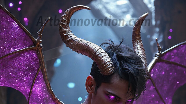 In a dark, ethereal realm, in the midst of the darkness, a figure emerges with an aura of power and magnetism. He is both horrific and strangely captivating, drawing the eye even as he repels the soul. His form is indistinct at first, a ripple in the oppressive blackness, you want to run but you become overwhelmed, drawn in to this creatures powers. Captative by both fear and beauty, you realize, he's a male succubus demon. Deep within the ruins of hell, with a sword in your hand, ready to battle, but unwilling or unable to do so. His skin, flickering fires, casting a dynamic glow across his glistening wet, shinny, body. The flames dance along his chiseled muscular torso and body, casting vibrant hues that seem to emanate from his very core. His eyes, have a piercing glow, locked in a gaze, his eyes, exudes confidence and authority. Unable to move, or unwilling to do so, drawn by his almost completely nude body and overwhelmed by his powers, you given to his will.