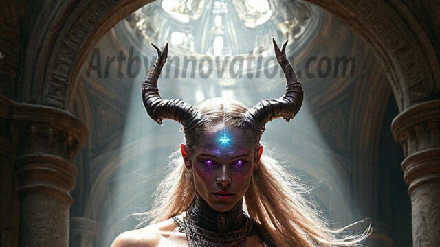 In a dark, ethereal realm, in the midst of the darkness, a figure emerges with an aura of power and magnetism. He is both horrific and strangely captivating, drawing the eye even as he repels the soul. His form is indistinct at first, a ripple in the oppressive blackness, you want to run but you become overwhelmed, drawn in to this creatures powers. Captative by both fear and beauty, you realize, he's a male succubus demon. Deep within the ruins of hell, with a sword in your hand, ready to battle, but unwilling or unable to do so. His skin, flickering fires, casting a dynamic glow across his glistening wet, shinny, body. The flames dance along his chiseled muscular torso and body, casting vibrant hues that seem to emanate from his very core. His eyes, have a piercing glow, locked in a gaze, his eyes, exudes confidence and authority. Unable to move, or unwilling to do so, drawn by his almost completely nude body and overwhelmed by his powers, you given to his will.