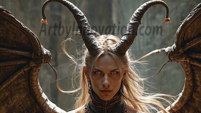 In a dark, ethereal realm, in the midst of the darkness, a figure emerges with an aura of power and magnetism. He is both horrific and strangely captivating, drawing the eye even as he repels the soul. His form is indistinct at first, a ripple in the oppressive blackness, you want to run but you become overwhelmed, drawn in to this creatures powers. Captative by both fear and beauty, you realize, he's a male succubus demon. Deep within the ruins of hell, with a sword in your hand, ready to battle, but unwilling or unable to do so. His skin, flickering fires, casting a dynamic glow across his glistening wet, shinny, body. The flames dance along his chiseled muscular torso and body, casting vibrant hues that seem to emanate from his very core. His eyes, have a piercing glow, locked in a gaze, his eyes, exudes confidence and authority. Unable to move, or unwilling to do so, drawn by his almost completely nude body and overwhelmed by his powers, you given to his will.