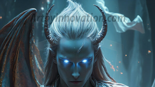 In a dark, ethereal realm, in the midst of the darkness, a figure emerges with an aura of power and magnetism. He is both horrific and strangely captivating, drawing the eye even as he repels the soul. His form is indistinct at first, a ripple in the oppressive blackness, you want to run but you become overwhelmed, drawn in to this creatures powers. Captative by both fear and beauty, you realize, he's a male succubus demon. Deep within the ruins of hell, with a sword in your hand, ready to battle, but unwilling or unable to do so. His skin, flickering fires, casting a dynamic glow across his glistening wet, shinny, body. The flames dance along his chiseled muscular torso and body, casting vibrant hues that seem to emanate from his very core. His eyes, have a piercing glow, locked in a gaze, his eyes, exudes confidence and authority. Unable to move, or unwilling to do so, drawn by his almost completely nude body and overwhelmed by his powers, you given to his will.