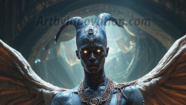 In a dark, ethereal realm, in the midst of the darkness, a figure emerges with an aura of power and magnetism. He is both horrific and strangely captivating, drawing the eye even as he repels the soul. His form is indistinct at first, a ripple in the oppressive blackness, you want to run but you become overwhelmed, drawn in to this creatures powers. Captative by both fear and beauty, you realize, he's a male succubus demon. Deep within the ruins of hell, with a sword in your hand, ready to battle, but unwilling or unable to do so. His skin, flickering fires, casting a dynamic glow across his glistening wet, shinny, body. The flames dance along his chiseled muscular torso and body, casting vibrant hues that seem to emanate from his very core. His eyes, have a piercing glow, locked in a gaze, his eyes, exudes confidence and authority. Unable to move, or unwilling to do so, drawn by his almost completely nude body and overwhelmed by his powers, you given to his will.