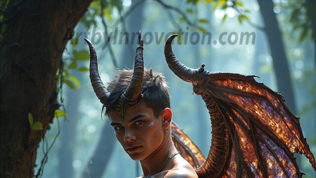 In a dark, ethereal realm, in the midst of the darkness, a figure emerges with an aura of power and magnetism. He is both horrific and strangely captivating, drawing the eye even as he repels the soul. His form is indistinct at first, a ripple in the oppressive blackness, you want to run but you become overwhelmed, drawn in to this creatures powers. Captative by both fear and beauty, you realize, he's a male succubus demon. Deep within the ruins of hell, with a sword in your hand, ready to battle, but unwilling or unable to do so. His skin, flickering fires, casting a dynamic glow across his glistening wet, shinny, body. The flames dance along his chiseled muscular torso and body, casting vibrant hues that seem to emanate from his very core. His eyes, have a piercing glow, locked in a gaze, his eyes, exudes confidence and authority. Unable to move, or unwilling to do so, drawn by his almost completely nude body and overwhelmed by his powers, you given to his will.