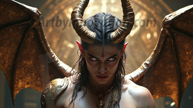 In a dark, ethereal realm, in the midst of the darkness, a figure emerges with an aura of power and magnetism. He is both horrific and strangely captivating, drawing the eye even as he repels the soul. His form is indistinct at first, a ripple in the oppressive blackness, you want to run but you become overwhelmed, drawn in to this creatures powers. Captative by both fear and beauty, you realize, he's a male succubus demon. Deep within the ruins of hell, with a sword in your hand, ready to battle, but unwilling or unable to do so. His skin, flickering fires, casting a dynamic glow across his glistening wet, shinny, body. The flames dance along his chiseled muscular torso and body, casting vibrant hues that seem to emanate from his very core. His eyes, have a piercing glow, locked in a gaze, his eyes, exudes confidence and authority. Unable to move, or unwilling to do so, drawn by his almost completely nude body and overwhelmed by his powers, you given to his will.