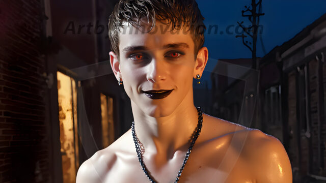 Twinkapocalypse, When Young Male Zombie Twinks, Attack. It's a zombie apocalypse, where young, handsome, freshly turned zombies, still handsome, and even sexy, wonder the city streets, looking for brains to eat. There are cars on fire, trash everywhere, chaos is in the amidst. A young man, covered with blood, dirty, with messy hair, with pale grey skin, dark circles around his eyes, and black lips, walking down a main city street. In this post-apocalyptic city, doing the classic, zombie walk, his head slightly tilted, mouth slightly opened, moaning, brains.