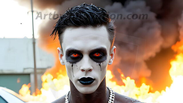 Twinkapocalypse, When Young Male Zombie Twinks, Attack. It's a zombie apocalypse, where young, handsome, freshly turned zombies, still handsome, and even sexy, wonder the city streets, looking for brains to eat. There are cars on fire, trash everywhere, chaos is in the amidst. A young man, covered with blood, dirty, with messy hair, with pale grey skin, dark circles around his eyes, and black lips, walking down a main city street. In this post-apocalyptic city, doing the classic, zombie walk, his head slightly tilted, mouth slightly opened, moaning, brains.