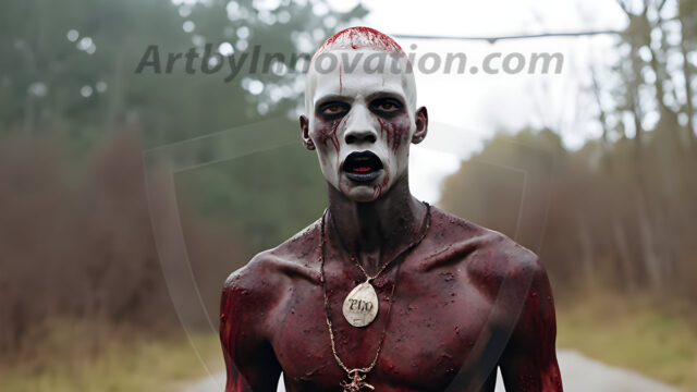 Twinkapocalypse, When Young Male Zombie Twinks, Attack. It's a zombie apocalypse, where young, handsome, freshly turned zombies, still handsome, and even sexy, wonder the city streets, looking for brains to eat. There are cars on fire, trash everywhere, chaos is in the amidst. A young man, covered with blood, dirty, with messy hair, with pale grey skin, dark circles around his eyes, and black lips, walking down a main city street. In this post-apocalyptic city, doing the classic, zombie walk, his head slightly tilted, mouth slightly opened, moaning, brains.