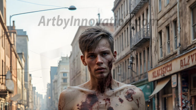 Twinkapocalypse, When Young Male Zombie Twinks, Attack. It's a zombie apocalypse, where young, handsome, freshly turned zombies, still handsome, and even sexy, wonder the city streets, looking for brains to eat. There are cars on fire, trash everywhere, chaos is in the amidst. A young man, covered with blood, dirty, with messy hair, with pale grey skin, dark circles around his eyes, and black lips, walking down a main city street. In this post-apocalyptic city, doing the classic, zombie walk, his head slightly tilted, mouth slightly opened, moaning, brains.