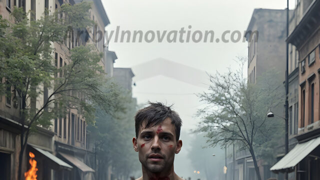 Twinkapocalypse, When Young Male Zombie Twinks, Attack. It's a zombie apocalypse, where young, handsome, freshly turned zombies, still handsome, and even sexy, wonder the city streets, looking for brains to eat. There are cars on fire, trash everywhere, chaos is in the amidst. A young man, covered with blood, dirty, with messy hair, with pale grey skin, dark circles around his eyes, and black lips, walking down a main city street. In this post-apocalyptic city, doing the classic, zombie walk, his head slightly tilted, mouth slightly opened, moaning, brains.