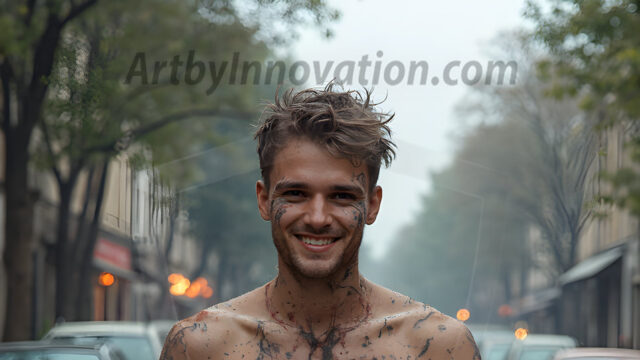 Twinkapocalypse, When Young Male Zombie Twinks, Attack. It's a zombie apocalypse, where young, handsome, freshly turned zombies, still handsome, and even sexy, wonder the city streets, looking for brains to eat. There are cars on fire, trash everywhere, chaos is in the amidst. A young man, covered with blood, dirty, with messy hair, with pale grey skin, dark circles around his eyes, and black lips, walking down a main city street. In this post-apocalyptic city, doing the classic, zombie walk, his head slightly tilted, mouth slightly opened, moaning, brains.