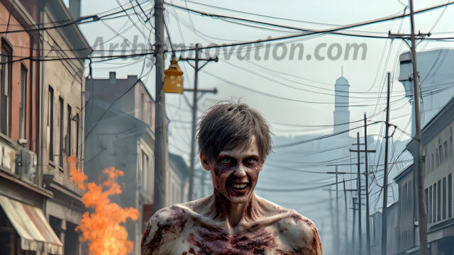 Twinkapocalypse, When Young Male Zombie Twinks, Attack. It's a zombie apocalypse, where young, handsome, freshly turned zombies, still handsome, and even sexy, wonder the city streets, looking for brains to eat. There are cars on fire, trash everywhere, chaos is in the amidst. A young man, covered with blood, dirty, with messy hair, with pale grey skin, dark circles around his eyes, and black lips, walking down a main city street. In this post-apocalyptic city, doing the classic, zombie walk, his head slightly tilted, mouth slightly opened, moaning, brains.