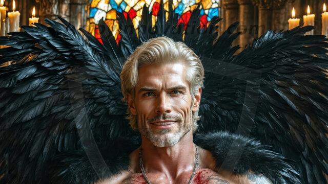 Vampires on Ornate Throne. A shirtless vampire male, wearing black leather pants, black leather boots, with glowing red eyes, sharp fangs, and prominent jawline. Sitting on a throne, a grand throne made of iron and silver, with a wall of skulls behind the throne, blood dripping from his red perky lips, with his dynamic pose. Strands of his vibrant black hair cascade around his face, blowing in the wind.