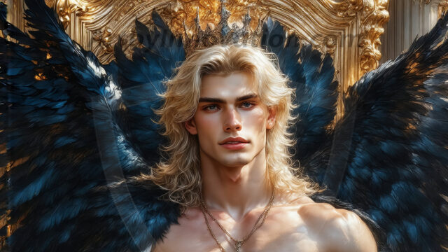 Vampires on Ornate Throne. A shirtless vampire male, wearing black leather pants, black leather boots, with glowing red eyes, sharp fangs, and prominent jawline. Sitting on a throne, a grand throne made of iron and silver, with a wall of skulls behind the throne, blood dripping from his red perky lips, with his dynamic pose. Strands of his vibrant black hair cascade around his face, blowing in the wind.