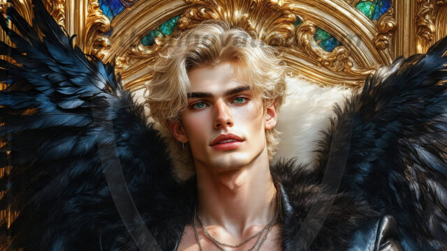 Vampires on Ornate Throne. A shirtless vampire male, wearing black leather pants, black leather boots, with glowing red eyes, sharp fangs, and prominent jawline. Sitting on a throne, a grand throne made of iron and silver, with a wall of skulls behind the throne, blood dripping from his red perky lips, with his dynamic pose. Strands of his vibrant black hair cascade around his face, blowing in the wind.