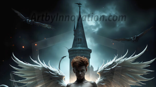 AI male art photos with a fantastical atmosphere. Imagine a Hogwarts School of Witchcraft student, from the Harry Potter series, a handsome, beautiful, and attractive, shirtless young teenage boy, standing firm against a threat. With a detailed Hogwarts castle background, casting a powerful spell, conjuring creatures based on their assigned house crest. From Demonic snakes, powerful lions, fierce badgers, or a murder of Crows. Dementors floating ominously in a cloudy sky, and sparks, shadows, and cinematic lighting, offering an otherworldly vibe.