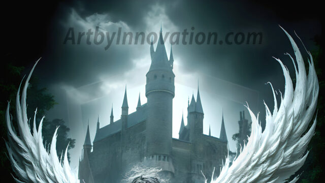 AI male art photos with a fantastical atmosphere. Imagine a Hogwarts School of Witchcraft student, from the Harry Potter series, a handsome, beautiful, and attractive, shirtless young teenage boy, standing firm against a threat. With a detailed Hogwarts castle background, casting a powerful spell, conjuring creatures based on their assigned house crest. From Demonic snakes, powerful lions, fierce badgers, or a murder of Crows. Dementors floating ominously in a cloudy sky, and sparks, shadows, and cinematic lighting, offering an otherworldly vibe.