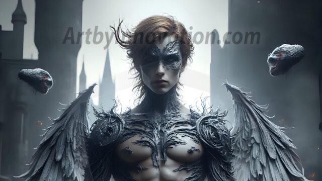 AI male art photos with a fantastical atmosphere. Imagine a Hogwarts School of Witchcraft student, from the Harry Potter series, a handsome, beautiful, and attractive, shirtless young teenage boy, standing firm against a threat. With a detailed Hogwarts castle background, casting a powerful spell, conjuring creatures based on their assigned house crest. From Demonic snakes, powerful lions, fierce badgers, or a murder of Crows. Dementors floating ominously in a cloudy sky, and sparks, shadows, and cinematic lighting, offering an otherworldly vibe.