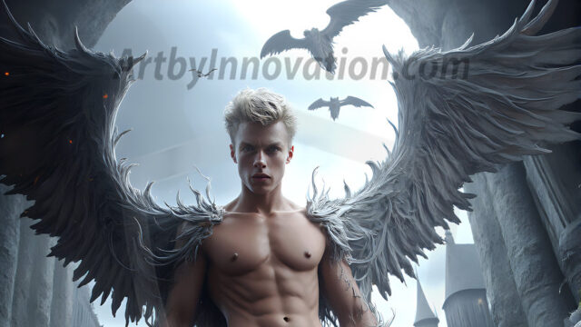 AI male art photos with a fantastical atmosphere. Imagine a Hogwarts School of Witchcraft student, from the Harry Potter series, a handsome, beautiful, and attractive, shirtless young teenage boy, standing firm against a threat. With a detailed Hogwarts castle background, casting a powerful spell, conjuring creatures based on their assigned house crest. From Demonic snakes, powerful lions, fierce badgers, or a murder of Crows. Dementors floating ominously in a cloudy sky, and sparks, shadows, and cinematic lighting, offering an otherworldly vibe.