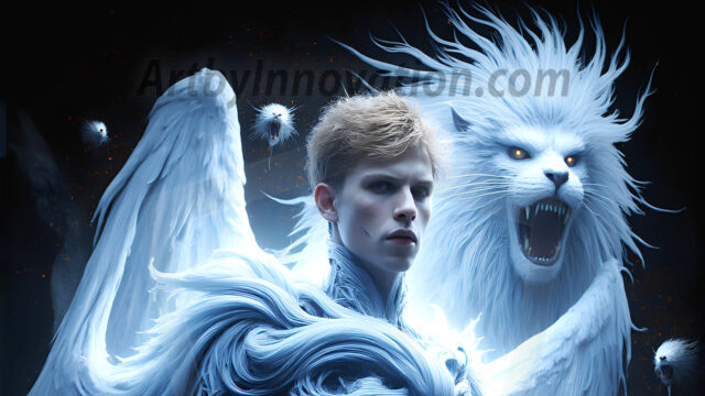 AI male art photos with a fantastical atmosphere. Imagine a Hogwarts School of Witchcraft student, from the Harry Potter series, a handsome, beautiful, and attractive, shirtless young teenage boy, standing firm against a threat. With a detailed Hogwarts castle background, casting a powerful spell, conjuring creatures based on their assigned house crest. From Demonic snakes, powerful lions, fierce badgers, or a murder of Crows. Dementors floating ominously in a cloudy sky, and sparks, shadows, and cinematic lighting, offering an otherworldly vibe.