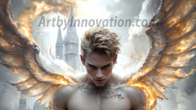 AI male art photos with a fantastical atmosphere. Imagine a Hogwarts School of Witchcraft student, from the Harry Potter series, a handsome, beautiful, and attractive, shirtless young teenage boy, standing firm against a threat. With a detailed Hogwarts castle background, casting a powerful spell, conjuring creatures based on their assigned house crest. From Demonic snakes, powerful lions, fierce badgers, or a murder of Crows. Dementors floating ominously in a cloudy sky, and sparks, shadows, and cinematic lighting, offering an otherworldly vibe.