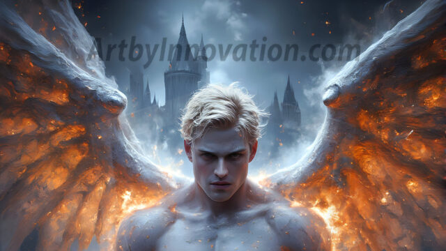AI male art photos with a fantastical atmosphere. Imagine a Hogwarts School of Witchcraft student, from the Harry Potter series, a handsome, beautiful, and attractive, shirtless young teenage boy, standing firm against a threat. With a detailed Hogwarts castle background, casting a powerful spell, conjuring creatures based on their assigned house crest. From Demonic snakes, powerful lions, fierce badgers, or a murder of Crows. Dementors floating ominously in a cloudy sky, and sparks, shadows, and cinematic lighting, offering an otherworldly vibe.