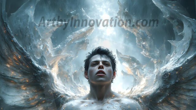 AI male art photos with a fantastical atmosphere. Imagine a Hogwarts School of Witchcraft student, from the Harry Potter series, a handsome, beautiful, and attractive, shirtless young teenage boy, standing firm against a threat. With a detailed Hogwarts castle background, casting a powerful spell, conjuring creatures based on their assigned house crest. From Demonic snakes, powerful lions, fierce badgers, or a murder of Crows. Dementors floating ominously in a cloudy sky, and sparks, shadows, and cinematic lighting, offering an otherworldly vibe.