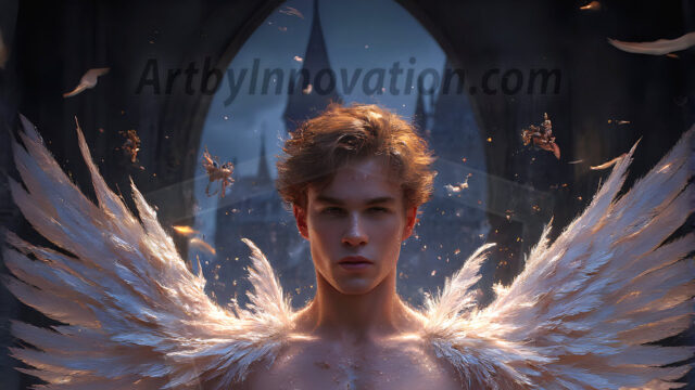 AI male art photos with a fantastical atmosphere. Imagine a Hogwarts School of Witchcraft student, from the Harry Potter series, a handsome, beautiful, and attractive, shirtless young teenage boy, standing firm against a threat. With a detailed Hogwarts castle background, casting a powerful spell, conjuring creatures based on their assigned house crest. From Demonic snakes, powerful lions, fierce badgers, or a murder of Crows. Dementors floating ominously in a cloudy sky, and sparks, shadows, and cinematic lighting, offering an otherworldly vibe.