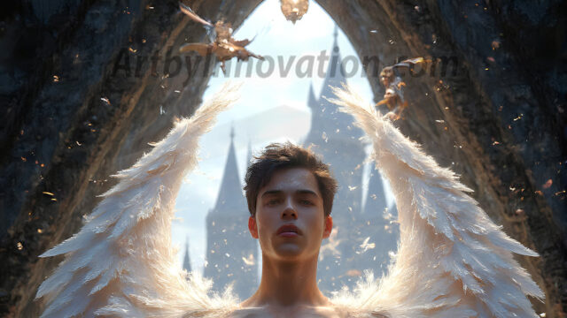 AI male art photos with a fantastical atmosphere. Imagine a Hogwarts School of Witchcraft student, from the Harry Potter series, a handsome, beautiful, and attractive, shirtless young teenage boy, standing firm against a threat. With a detailed Hogwarts castle background, casting a powerful spell, conjuring creatures based on their assigned house crest. From Demonic snakes, powerful lions, fierce badgers, or a murder of Crows. Dementors floating ominously in a cloudy sky, and sparks, shadows, and cinematic lighting, offering an otherworldly vibe.