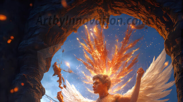 AI male art photos with a fantastical atmosphere. Imagine a Hogwarts School of Witchcraft student, from the Harry Potter series, a handsome, beautiful, and attractive, shirtless young teenage boy, standing firm against a threat. With a detailed Hogwarts castle background, casting a powerful spell, conjuring creatures based on their assigned house crest. From Demonic snakes, powerful lions, fierce badgers, or a murder of Crows. Dementors floating ominously in a cloudy sky, and sparks, shadows, and cinematic lighting, offering an otherworldly vibe.