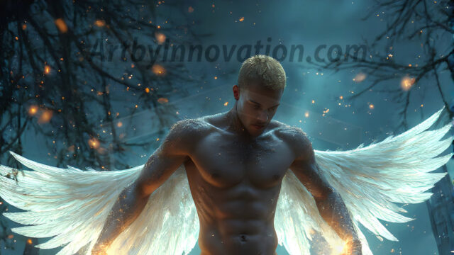 AI male art photos with a fantastical atmosphere. Imagine a Hogwarts School of Witchcraft student, from the Harry Potter series, a handsome, beautiful, and attractive, shirtless young teenage boy, standing firm against a threat. With a detailed Hogwarts castle background, casting a powerful spell, conjuring creatures based on their assigned house crest. From Demonic snakes, powerful lions, fierce badgers, or a murder of Crows. Dementors floating ominously in a cloudy sky, and sparks, shadows, and cinematic lighting, offering an otherworldly vibe.