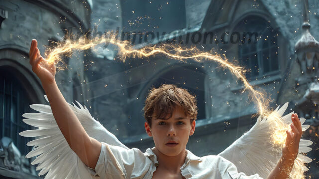 AI male art photos with a fantastical atmosphere. Imagine a Hogwarts School of Witchcraft student, from the Harry Potter series, a handsome, beautiful, and attractive, shirtless young teenage boy, standing firm against a threat. With a detailed Hogwarts castle background, casting a powerful spell, conjuring creatures based on their assigned house crest. From Demonic snakes, powerful lions, fierce badgers, or a murder of Crows. Dementors floating ominously in a cloudy sky, and sparks, shadows, and cinematic lighting, offering an otherworldly vibe.