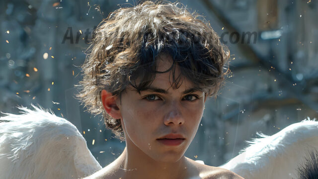 AI male art photos with a fantastical atmosphere. Imagine a Hogwarts School of Witchcraft student, from the Harry Potter series, a handsome, beautiful, and attractive, shirtless young teenage boy, standing firm against a threat. With a detailed Hogwarts castle background, casting a powerful spell, conjuring creatures based on their assigned house crest. From Demonic snakes, powerful lions, fierce badgers, or a murder of Crows. Dementors floating ominously in a cloudy sky, and sparks, shadows, and cinematic lighting, offering an otherworldly vibe.