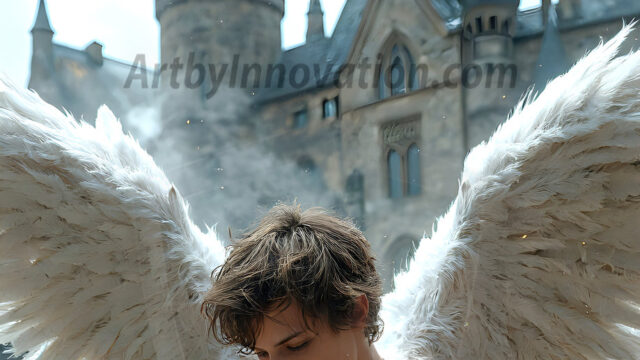 AI male art photos with a fantastical atmosphere. Imagine a Hogwarts School of Witchcraft student, from the Harry Potter series, a handsome, beautiful, and attractive, shirtless young teenage boy, standing firm against a threat. With a detailed Hogwarts castle background, casting a powerful spell, conjuring creatures based on their assigned house crest. From Demonic snakes, powerful lions, fierce badgers, or a murder of Crows. Dementors floating ominously in a cloudy sky, and sparks, shadows, and cinematic lighting, offering an otherworldly vibe.